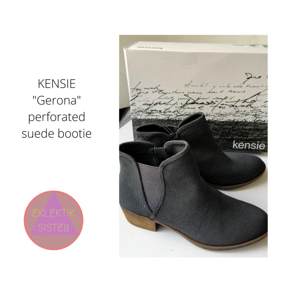 KENSIE | Gerona dark grey suede perforated bootie